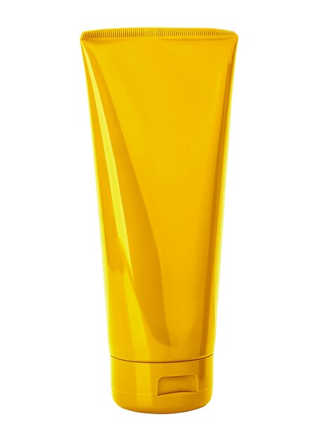 Tubo d'oro per crema cosmetica isolato su bianco