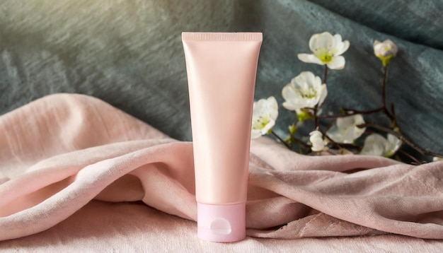 Tubo di crema rosa a vuoto Modello di confezione per prodotti di bellezza