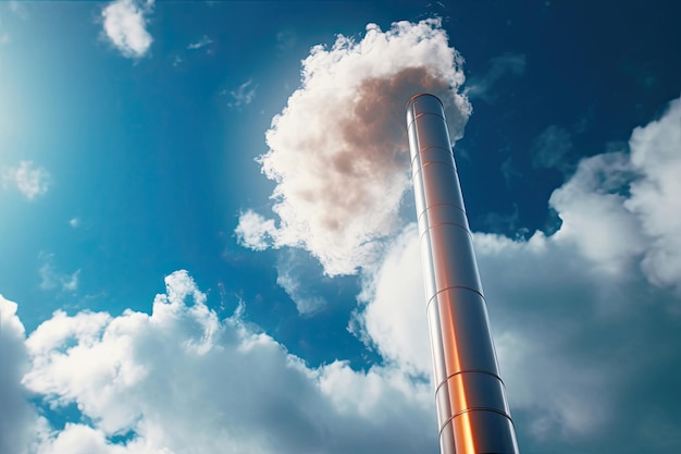 Tubo di fabbrica con fumo nel concetto di inquinamento atmosferico generativo AI