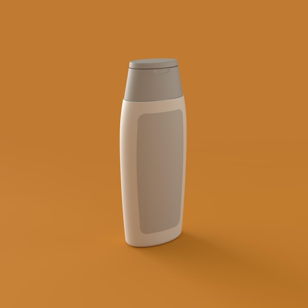 Tubo in plastica bianca con crema viso e corpo su sfondo arancione Rendering 3d