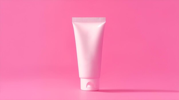 Tubo vuoto di crema corpo con sfondo rosa di Generative AI