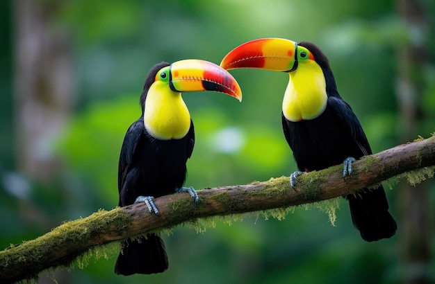 Tucano seduto sul ramo nella foresta