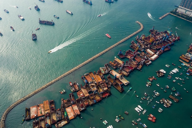 Tuen Mun, Hong Kong 14 settembre 2018:- Vista dall'alto del rifugio per tifoni