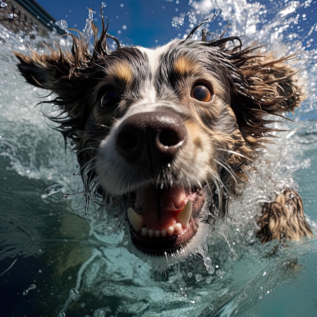 Tuffati nelle risate con una caricatura umoristica di un cane che nuota sott'acqua che prende vita