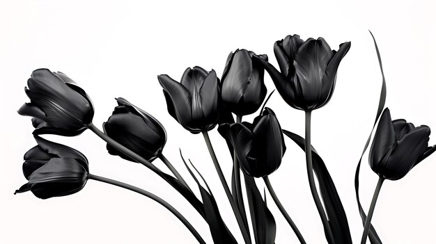 Tulipani neri isolati su sfondo bianco fiore di tulipano di colore nero