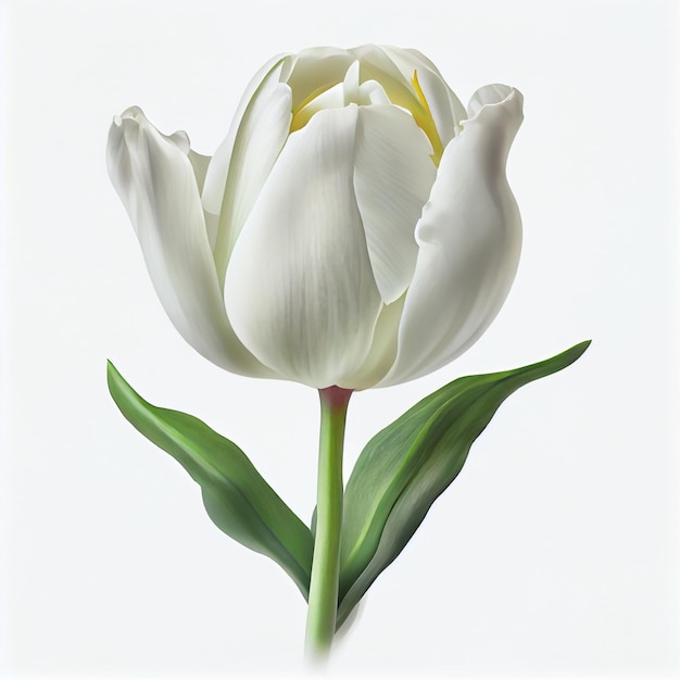 Tulipano bianco fiore tulipani realistici pianta acquerello illustrazione AI generativa