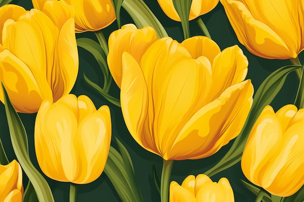 tulipano giallo senza cuciture su sfondo bianco