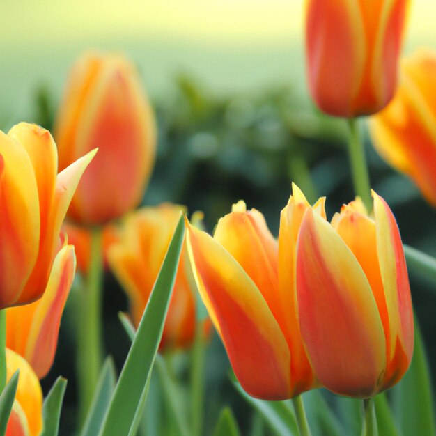 Tulipano Tulipa erbe bulbose della famiglia dei gigli Liliaceae Tulipani fiori da giardino cultivar e varietà sono state sviluppate Fiori rosa delicato giallo Bellissimi boccioli Aiuola paesaggistica