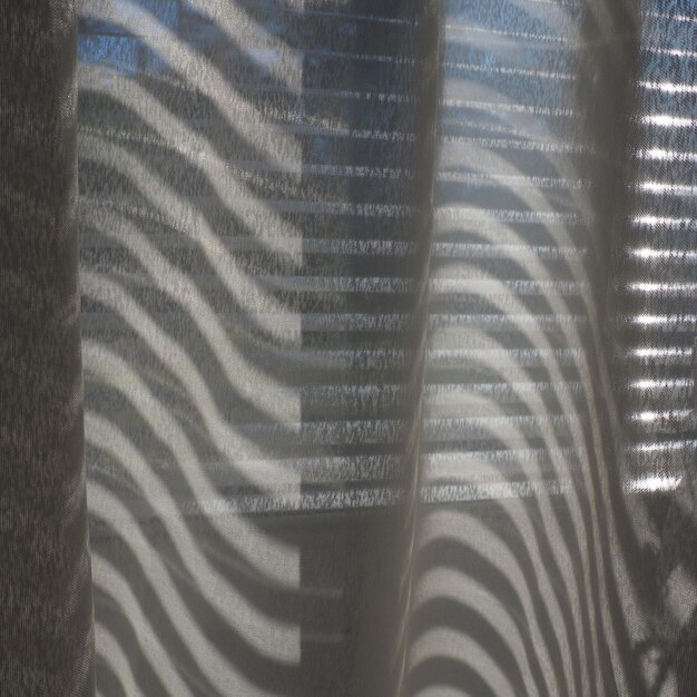 Tulle e tende alle finestre Tenda fotoelettrica Tessuto trasparente con riflessi e raggi del sole Mattina soleggiata dopo il risveglio Tende da ufficio all'interno del soggiorno Privacy all'interno