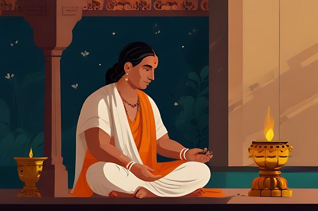 Tulsidas Jayanti illustrazione piatta