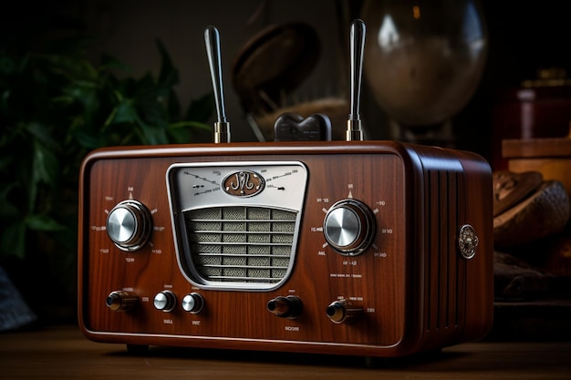 Tuner radio rustico obsoleto ma pieno di nostalgia generato