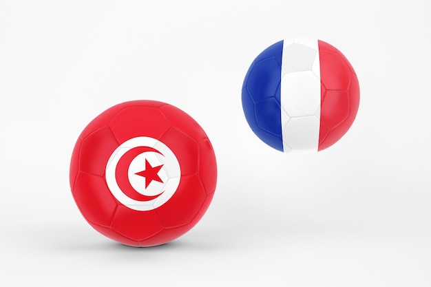 Tunisia VS Francia In Sfondo Bianco