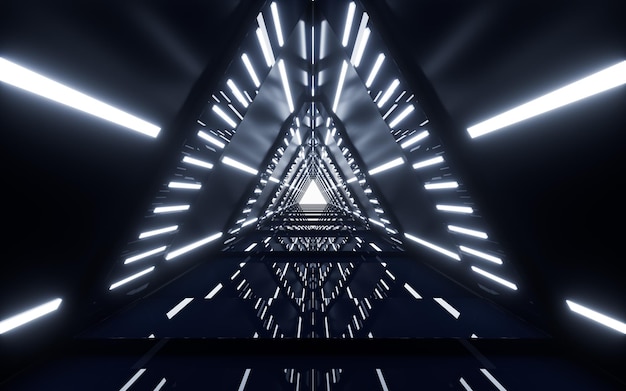 Tunnel al neon nero rendering 3d