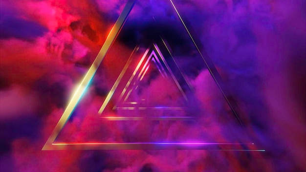 Tunnel di d triangoli e nebulose disegno tunnel magico con triangolo e tunnel di nebbia colorato di