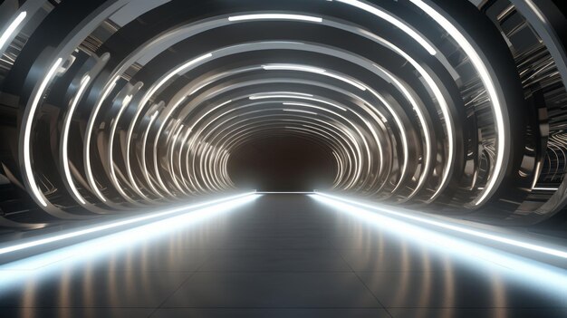 Tunnel futuristico d'argento vuoto Tecnologia Design