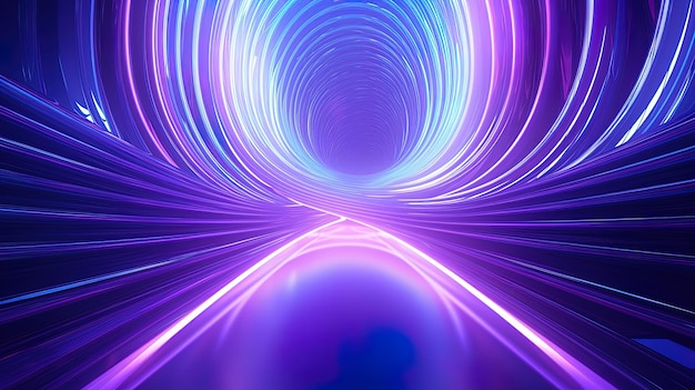 Tunnel luminoso al neon astratto sfondo al neon generazione di IA