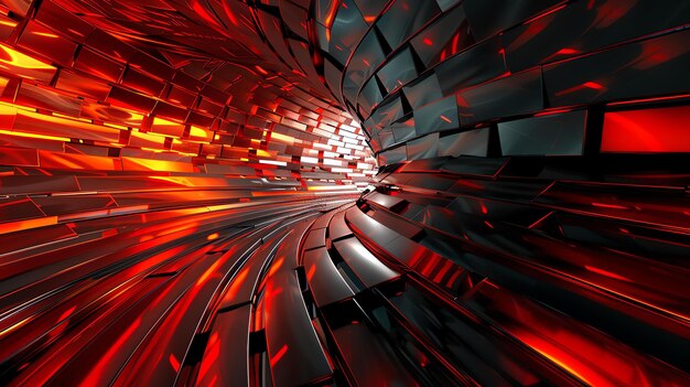 Tunnel rosso e nero luminoso Concetto tecnologico futuristico Illustrazione di rendering 3D astratta