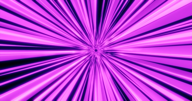 Tunnel veloce energetico futuristico viola incandescente astratto di linee e bande di energia magica