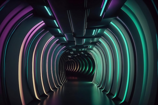 Tunnel vuoto foto gratis stanza buia vuota moderna futuristica fantascienza sfondo 3d illustrazione