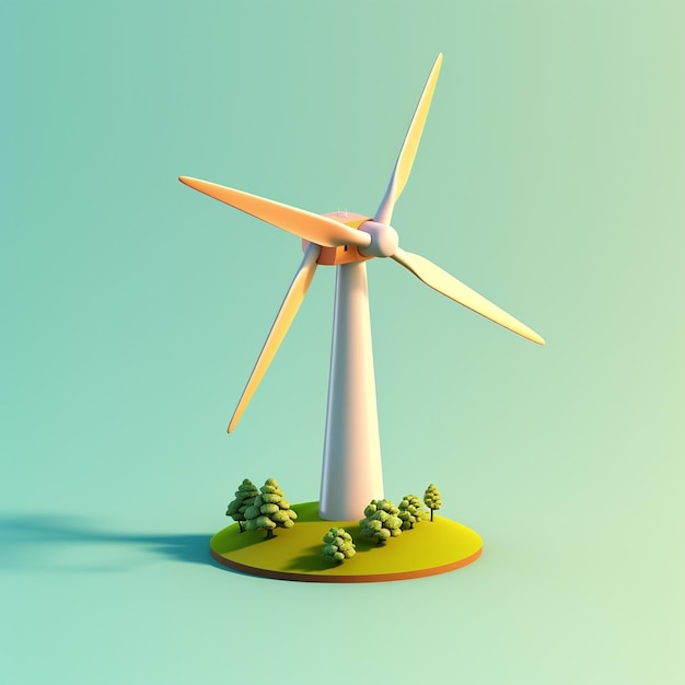 Turbina eolica a cartoni animati 3D