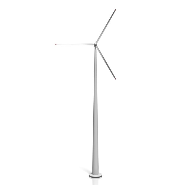 Turbina eolica su sfondo bianco 3D'illustrazione