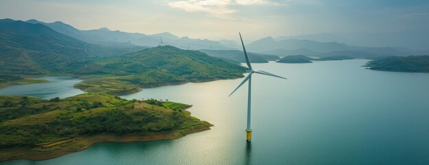 Turbina eolica sul lago