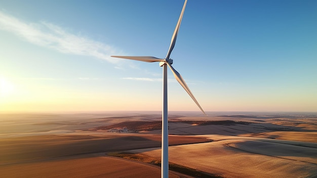 Turbine eoliche generative AI in un paesaggio agricolo verde Ambiente energia ecologica