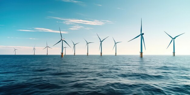Turbine eoliche offshore che convertono la brezza marina in energia sostenibile