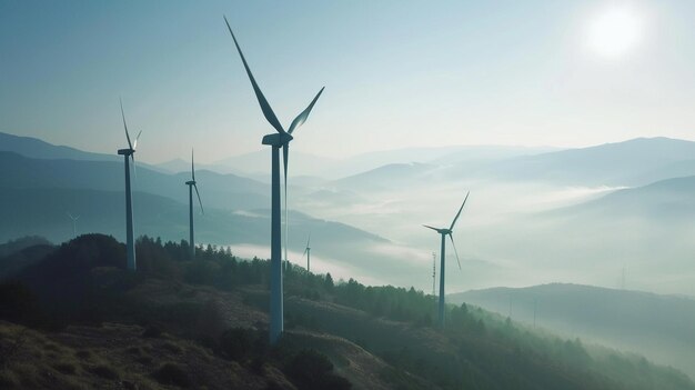 turbine eoliche su una montagna