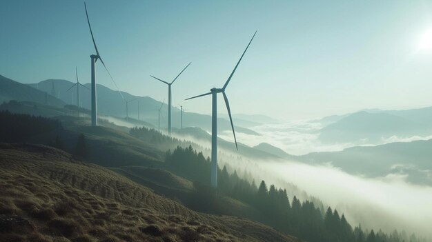 turbine eoliche su una montagna