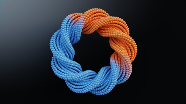 Turbinio blu e arancione fatto di palloncini metallici Sfondo astratto a spirale psichedelica multicolore