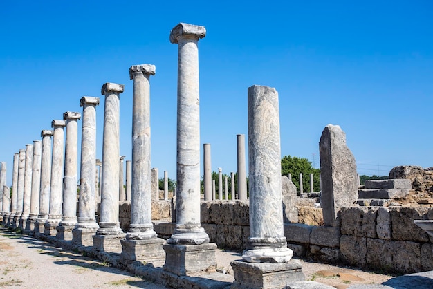 Turchia Antalya Perge storica città antica. Foto di concetto di viaggio.