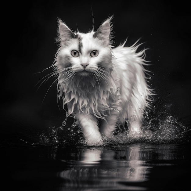 Turco Van Cat in acque poco profonde
