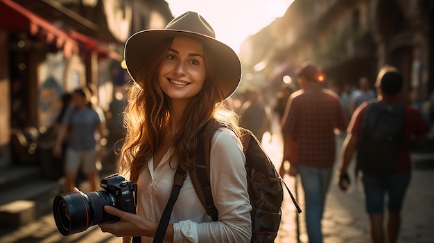 Turista della donna con una macchina fotografica