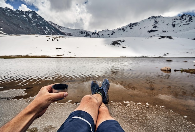 Turista in montagna