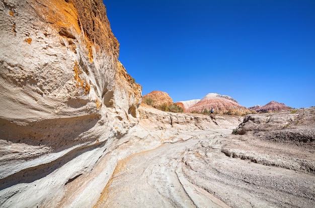 Turista nel canyon del deserto