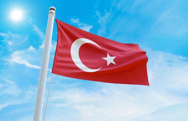 Turkish Flag Waving in the Sky