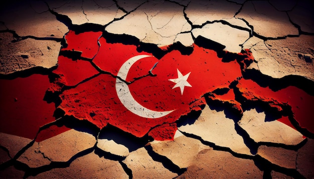 Turkiye su terra incrinata Concetto di terremoto IA generativa