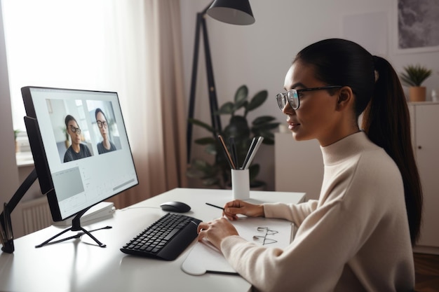 Tutor remoto che utilizza la chat video per guidare lo studente attraverso il problema di matematica creato con l'IA generativa