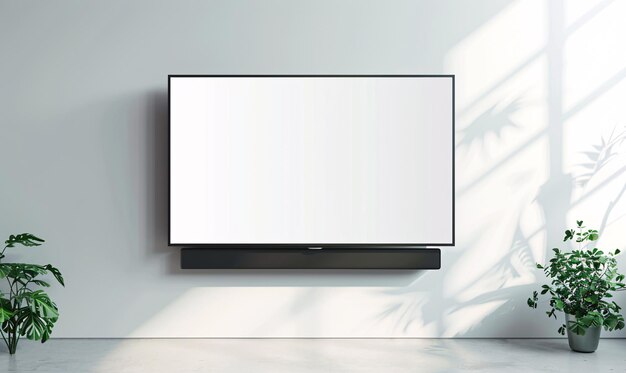 TV a schermo piatto 4K LCD o OLED plasma illustrazione realistica monitor bianco bianco mockup wide flatscre