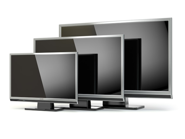 TV a schermo piatto lcd o plasma isolato su bianco. .Televisione digitale. 3d