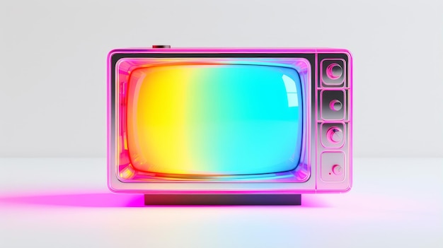 TV al neon brillante IA generativa