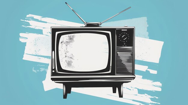 TV retro a mezza tonalità Vecchia TV vintage in stile pop art punteggiato alla moda