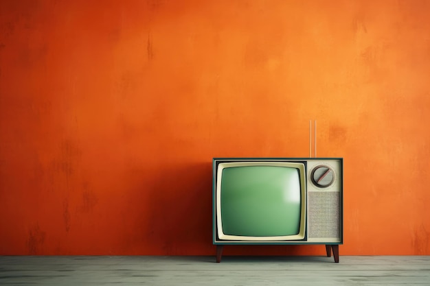 TV vintage contro il muro Stile retrò IA generativa