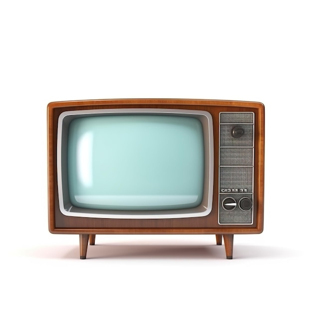 TV vintage degli anni '60 isolata su sfondo bianco realizzata con Generative AIxA