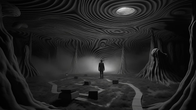 Twilight Zone Surreal Fantasy Dx Art Wallpaper con spazi ambigui