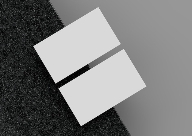 two white business card mockups on dark speckled surface branding card template 3d illustration