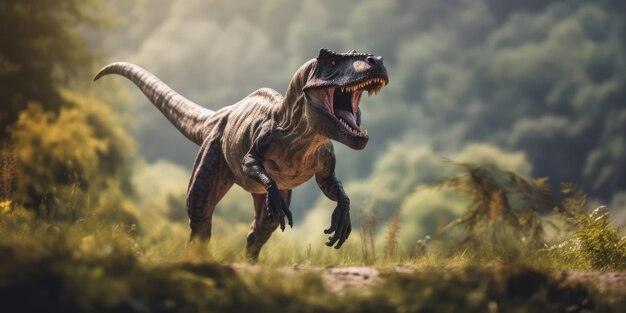 Tyrannosaurus Rex contro uno scenario naturale mozzafiato