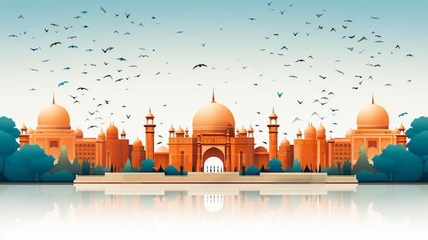 Uccelli che volano sopra l'India Gate di Nuova Delhi