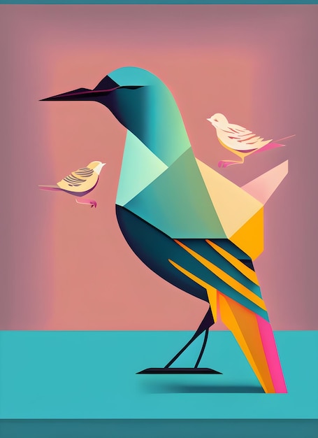 Uccelli geometrici Stampa grafica aviaria vibrante e moderna